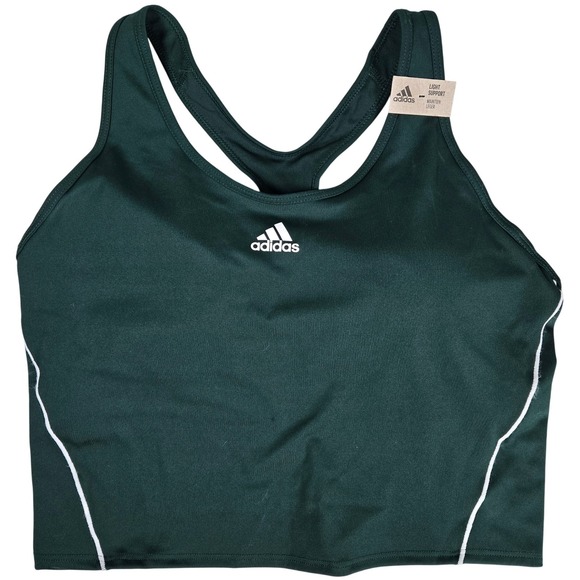 Adidas Womens Light Support Workout Longline Sports Bra Top Primegreen L NWT - Picture 1 of 10